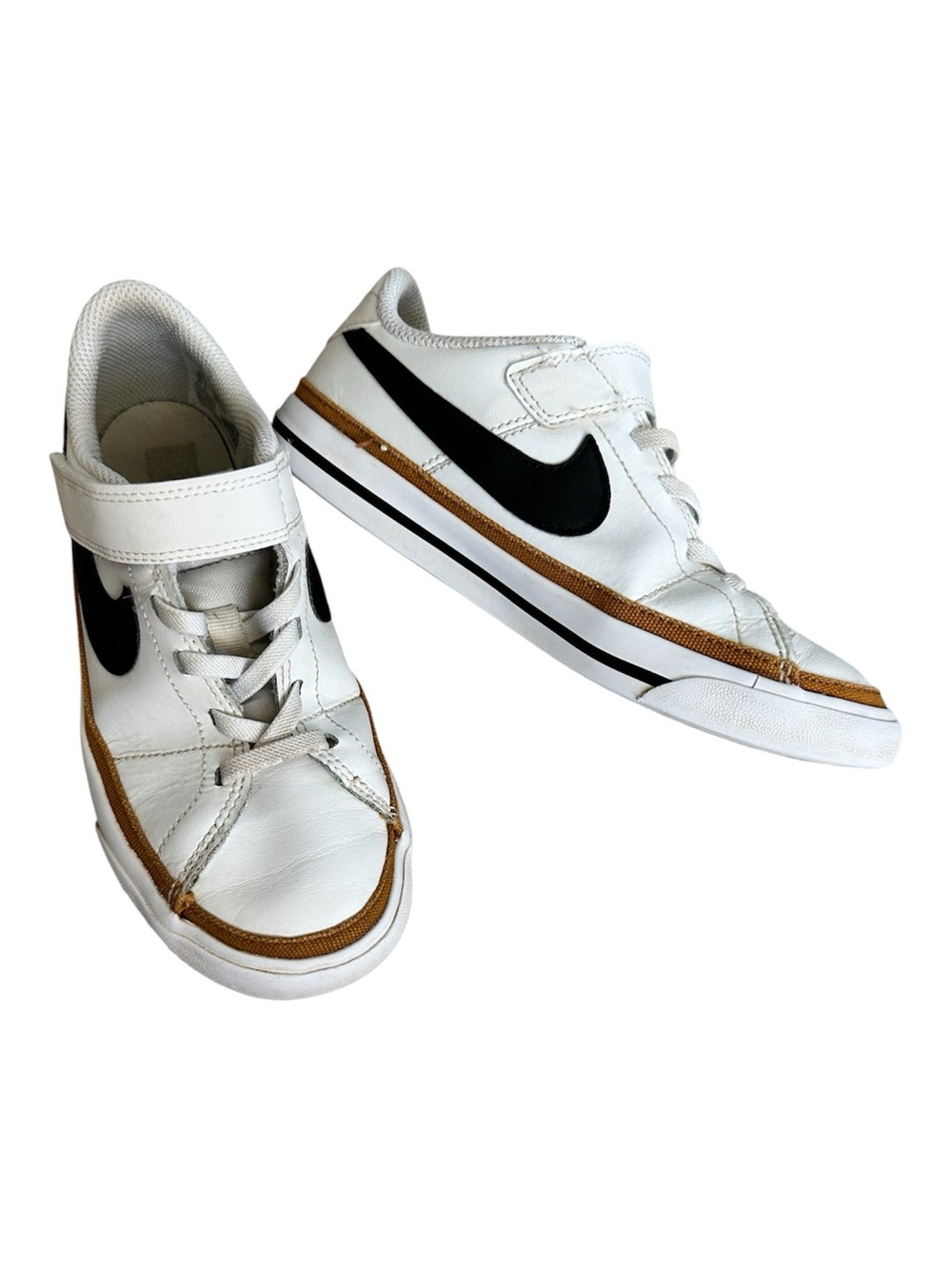 Nike Court Legacy PS Sneakers White Black Desert Ochre Size 1Youth
